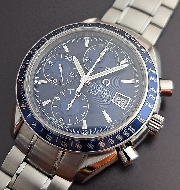 BLUE Omega Speedmaster Automatic Date Wristwatch Ref. 3212.80
